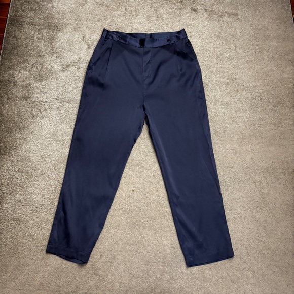 Lilysilk Comfort Fit Silk Cigarette Pants Navy Blue - Picture 3 of 11